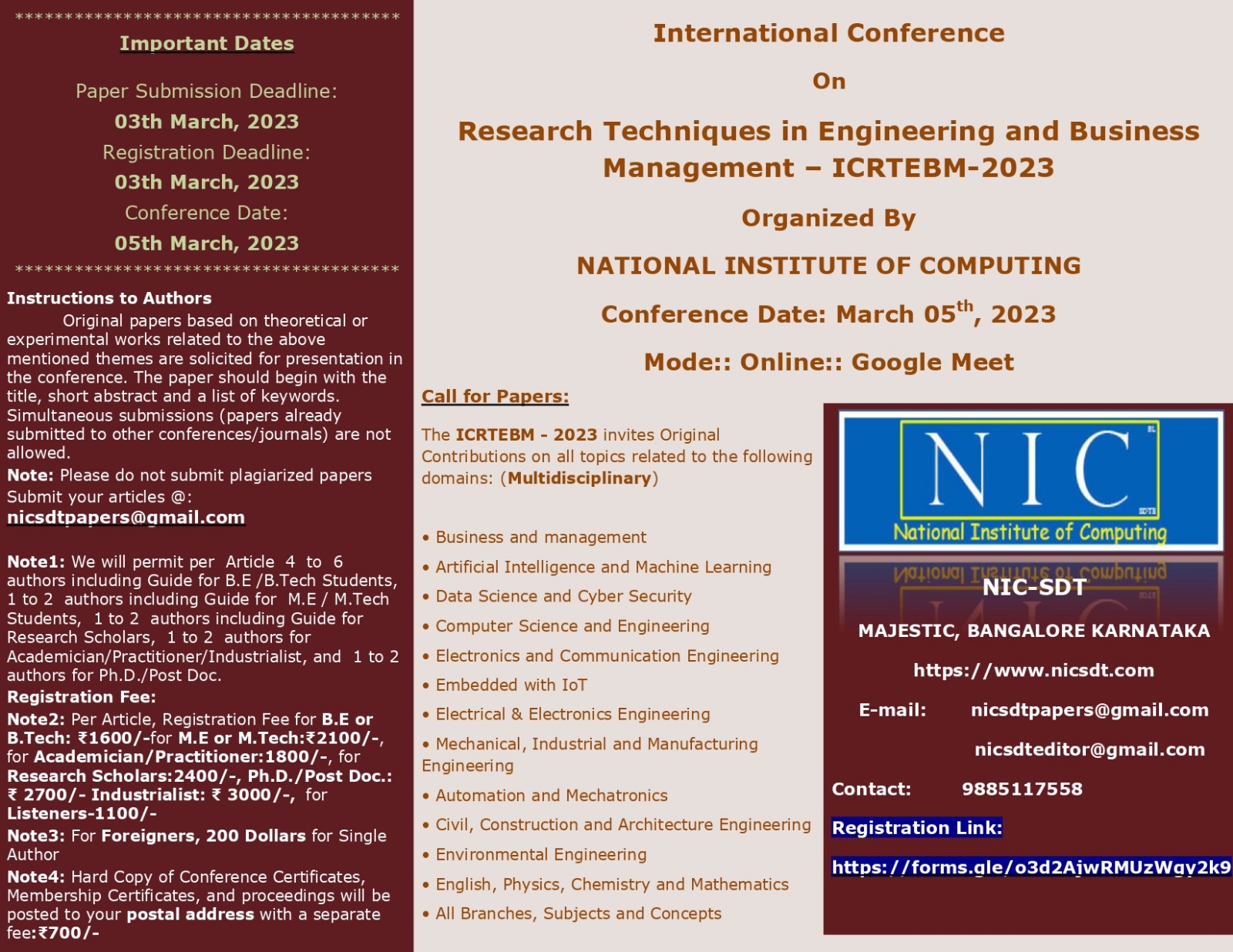 Virtual International Conference On Research Techniques in Engineering